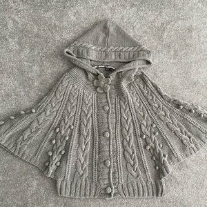 Vintage Mary Quant london Grey Knitted Poncho Size M